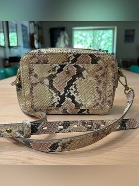 Madewell “The Transport” Camera Bag in Snake Embossed Leather